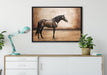 Brauner Hengst auf Leinwandbild gerahmt verschiedene Größen im Wohnzimmer