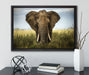 Imposanter Elefant auf Leinwandbild gerahmt mit Kirschblüten