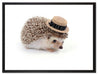 Lustiger Igel mit Hut auf Leinwandbild gerahmt Größe 80x60