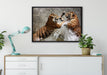Kämpfende Tiger im Wasser auf Leinwandbild gerahmt verschiedene Größen im Wohnzimmer