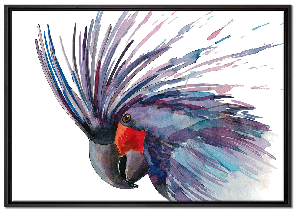Exotischer Vogel Kunst auf Leinwandbild gerahmt Größe 100x70