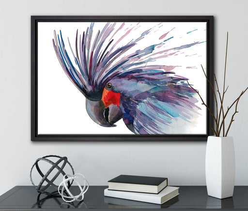 Exotischer Vogel Kunst auf Leinwandbild gerahmt mit Kirschblüten