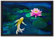 Koi mit Seerose Kunst auf Leinwandbild gerahmt Größe 60x40