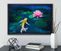 Koi mit Seerose Kunst auf Leinwandbild gerahmt mit Kirschblüten