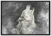 Heulender Wolf Kunst auf Leinwandbild gerahmt Größe 100x70