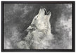 Heulender Wolf Kunst auf Leinwandbild gerahmt Größe 60x40