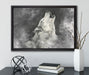Heulender Wolf Kunst auf Leinwandbild gerahmt mit Kirschblüten