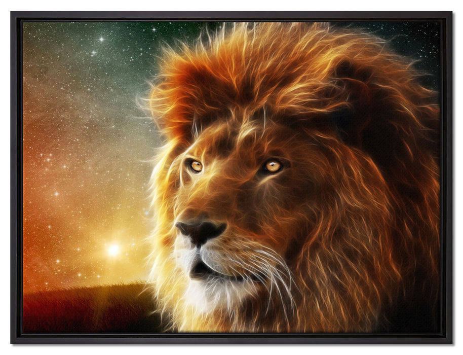 Löwe Abstrakt Art auf Leinwandbild gerahmt Größe 80x60