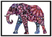 Elefant mit Ornamenten auf Leinwandbild gerahmt Größe 100x70