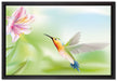 Wunderschöner Kolibri mit Blüte auf Leinwandbild gerahmt Größe 60x40