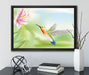 Wunderschöner Kolibri mit Blüte auf Leinwandbild gerahmt mit Kirschblüten