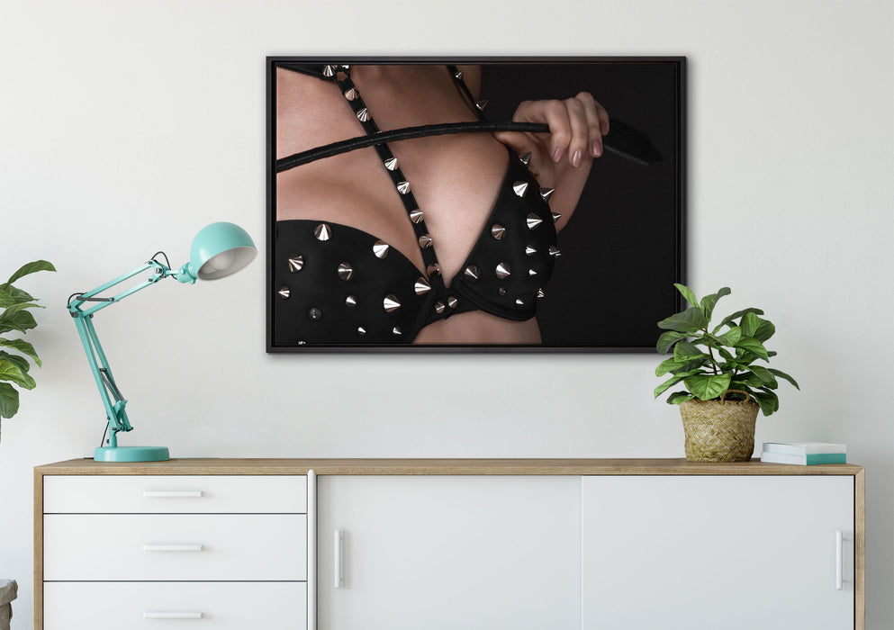 Sexy Stachel BH Shades of auf Leinwandbild gerahmt verschiedene Größen im Wohnzimmer