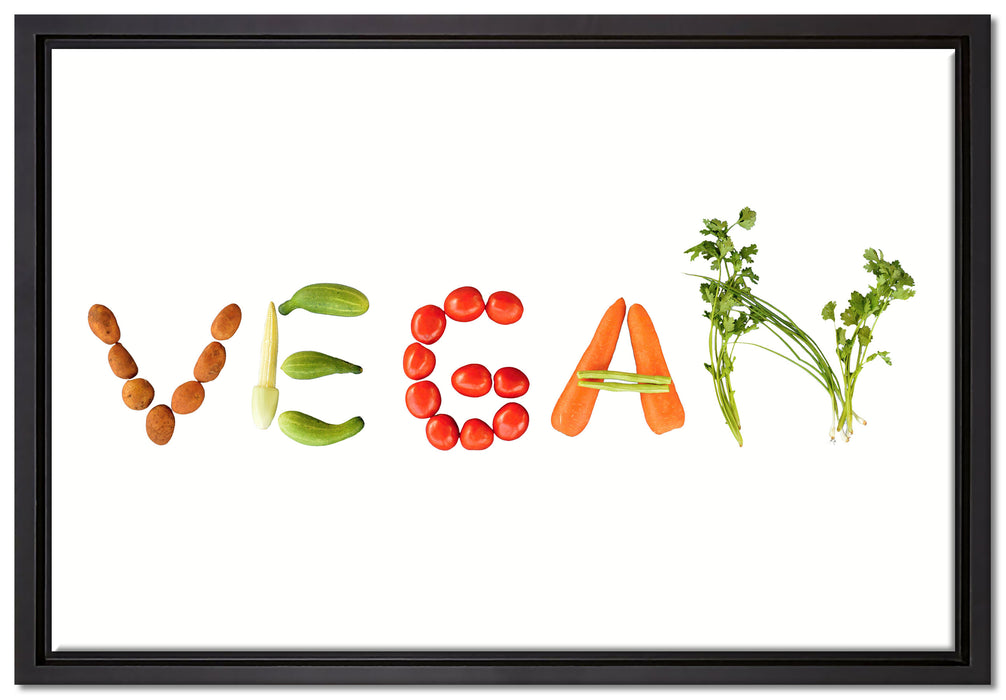 Vegan Gemüse auf Leinwandbild gerahmt Größe 60x40
