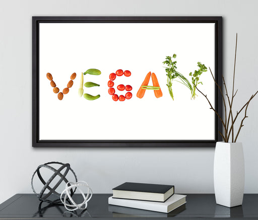 Vegan Gemüse auf Leinwandbild gerahmt mit Kirschblüten