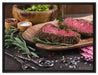 Leckeres Steak auf Leinwandbild gerahmt Größe 80x60