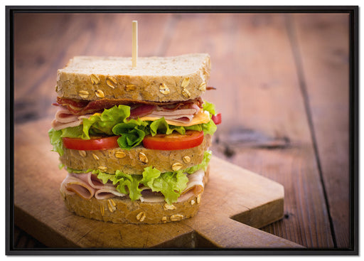 Doppeldecker Sandwich auf Leinwandbild gerahmt Größe 100x70