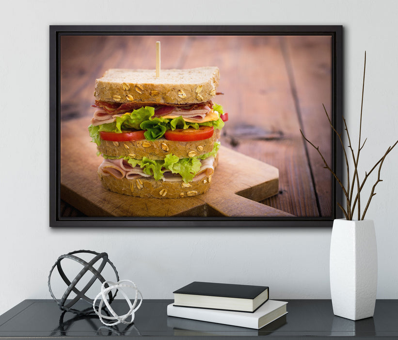 Doppeldecker Sandwich, Leinwandbild mit Bilderrahmen— Pixxprint.de Doppeldecker Sandwich, Leinwandbild mit Bilderrahmen— Pixxprint.de