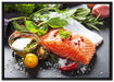 Frische Seelachsfilet auf Leinwandbild gerahmt Größe 100x70