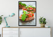 Köstliche Tomaten Bruchetta auf Leinwandbild gerahmt verschiedene Größen im Wohnzimmer