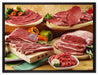 Leckere Fleischplatte auf Leinwandbild gerahmt Größe 80x60
