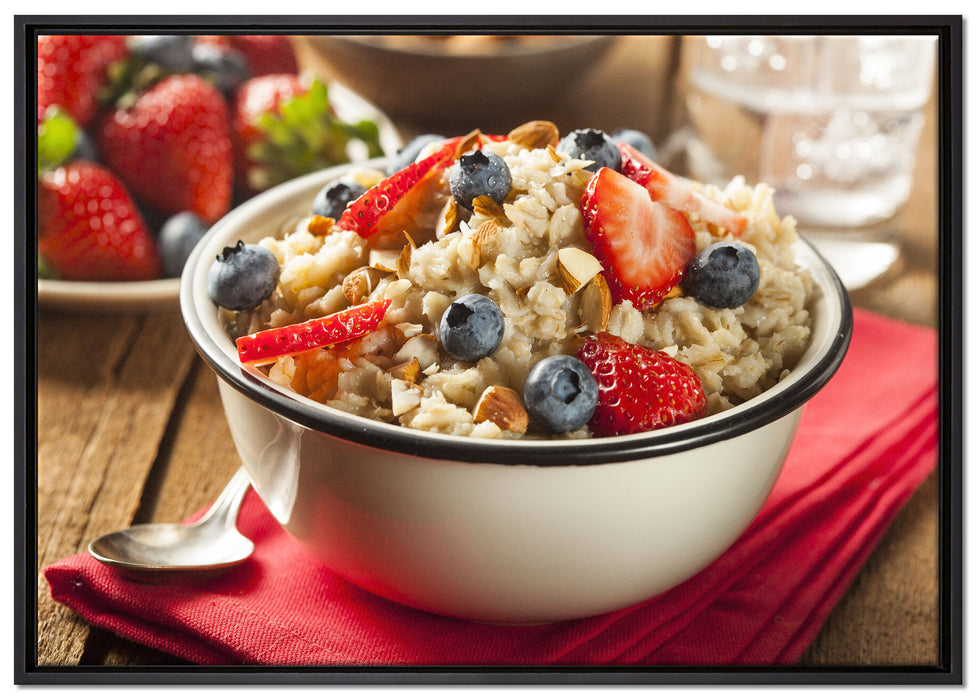 Gesundes Beeren Müsli auf Leinwandbild gerahmt Größe 100x70