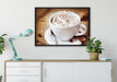 Kaffee mit viel Creme auf Leinwandbild gerahmt verschiedene Größen im Wohnzimmer