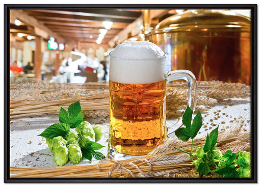 Deutsches frisches Bier auf Leinwandbild gerahmt Größe 100x70
