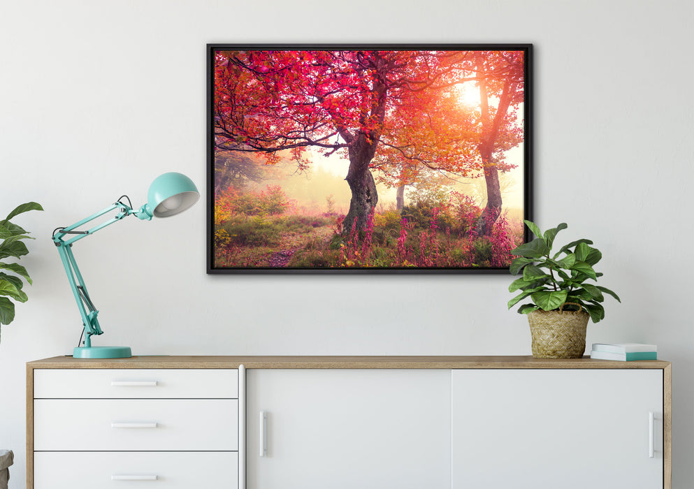 Traumhafte Herbstlandschaft auf Leinwandbild gerahmt verschiedene Größen im Wohnzimmer