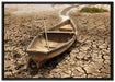 Boot in der Dürre auf Leinwandbild gerahmt Größe 100x70