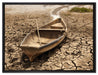 Boot in der Dürre auf Leinwandbild gerahmt Größe 80x60