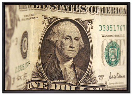 Geldschein Dollar auf Leinwandbild gerahmt Größe 100x70