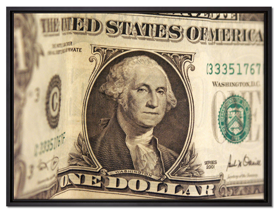 Geldschein Dollar auf Leinwandbild gerahmt Größe 80x60