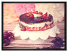 Köstliche Erdbeertorte auf Leinwandbild gerahmt Größe 80x60