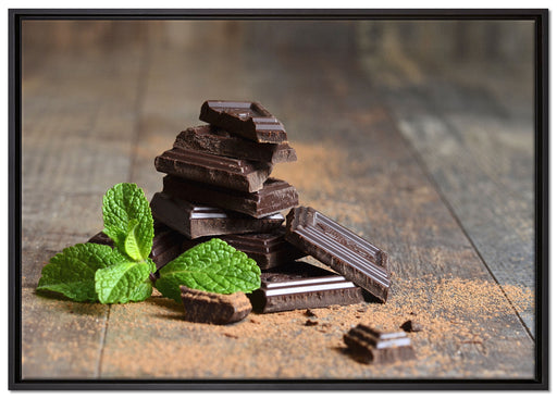 Schokoladenstücke auf Leinwandbild gerahmt Größe 100x70