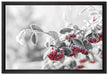 Vogelbeeren im frostigen Winter auf Leinwandbild gerahmt Größe 60x40