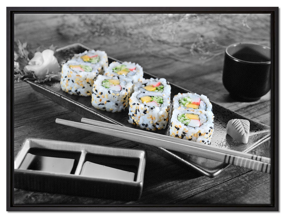 Inside Out Sushi Rollen auf Leinwandbild gerahmt Größe 80x60