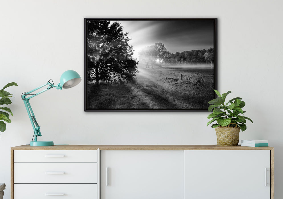 schöne Lichtung im Wald auf Leinwandbild gerahmt verschiedene Größen im Wohnzimmer