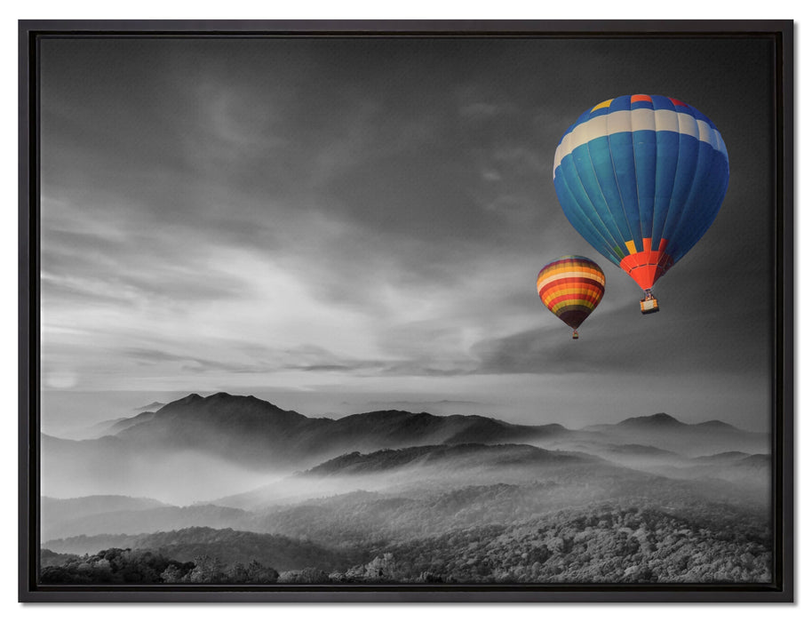 Heißluftballons über den Alpen auf Leinwandbild gerahmt Größe 80x60