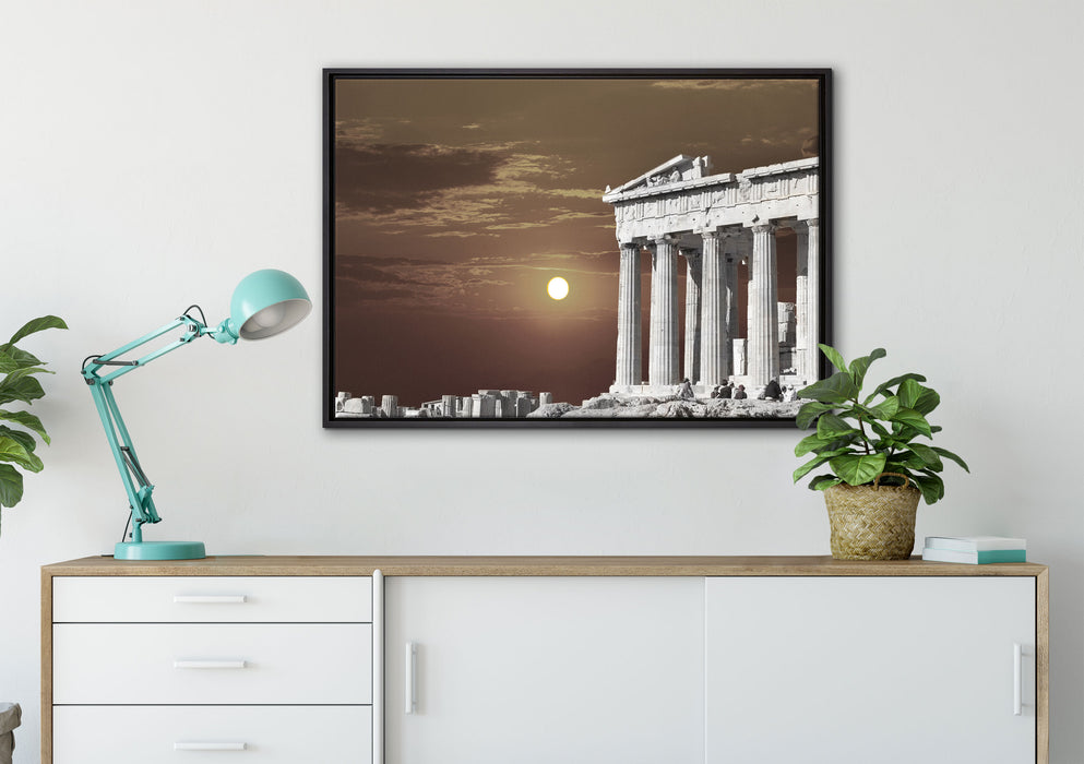schöner Tempel der Athene auf Leinwandbild gerahmt verschiedene Größen im Wohnzimmer