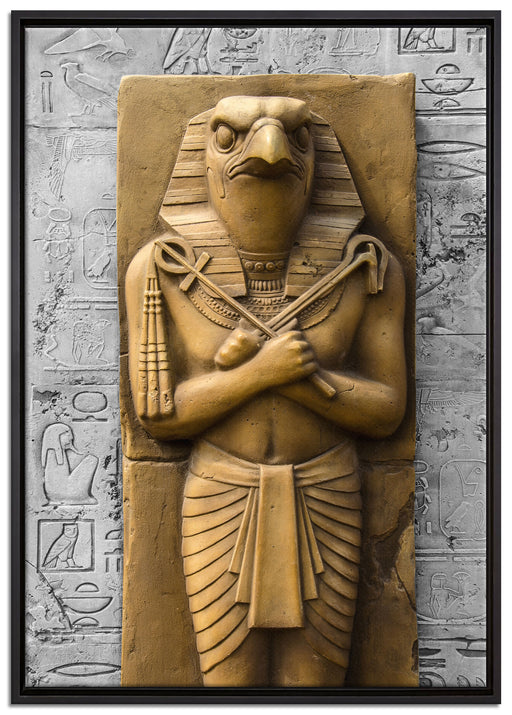 Horus der ägyptische Gott auf Leinwandbild gerahmt Größe 100x70