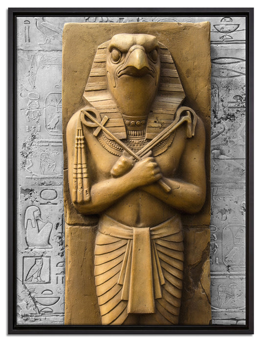 Horus der ägyptische Gott auf Leinwandbild gerahmt Größe 80x60