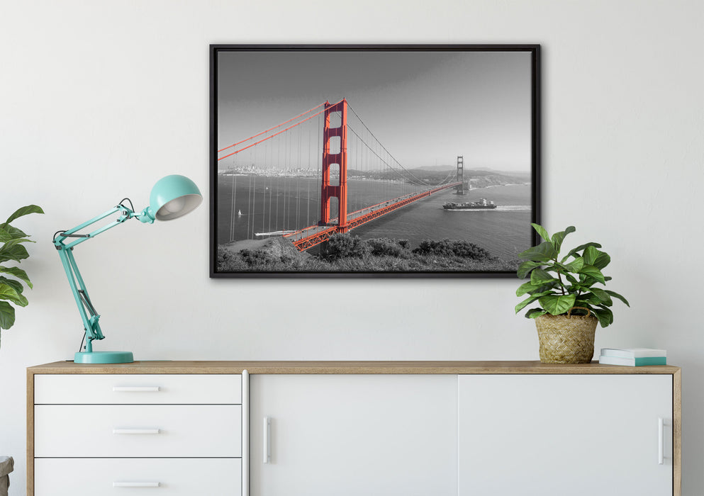eindrucksvolle Golden Gate Bridge auf Leinwandbild gerahmt verschiedene Größen im Wohnzimmer