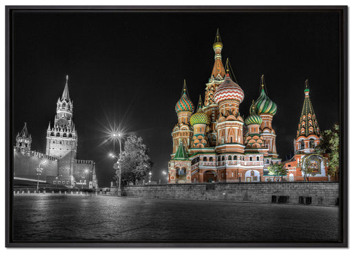 Basilius Kathedrale in Moskau auf Leinwandbild gerahmt Größe 100x70
