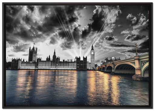 Westminster Abbey mit Big Ben auf Leinwandbild gerahmt Größe 100x70