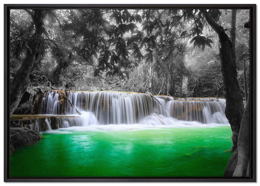 schöner Wasserfall im Dschungel auf Leinwandbild gerahmt Größe 100x70