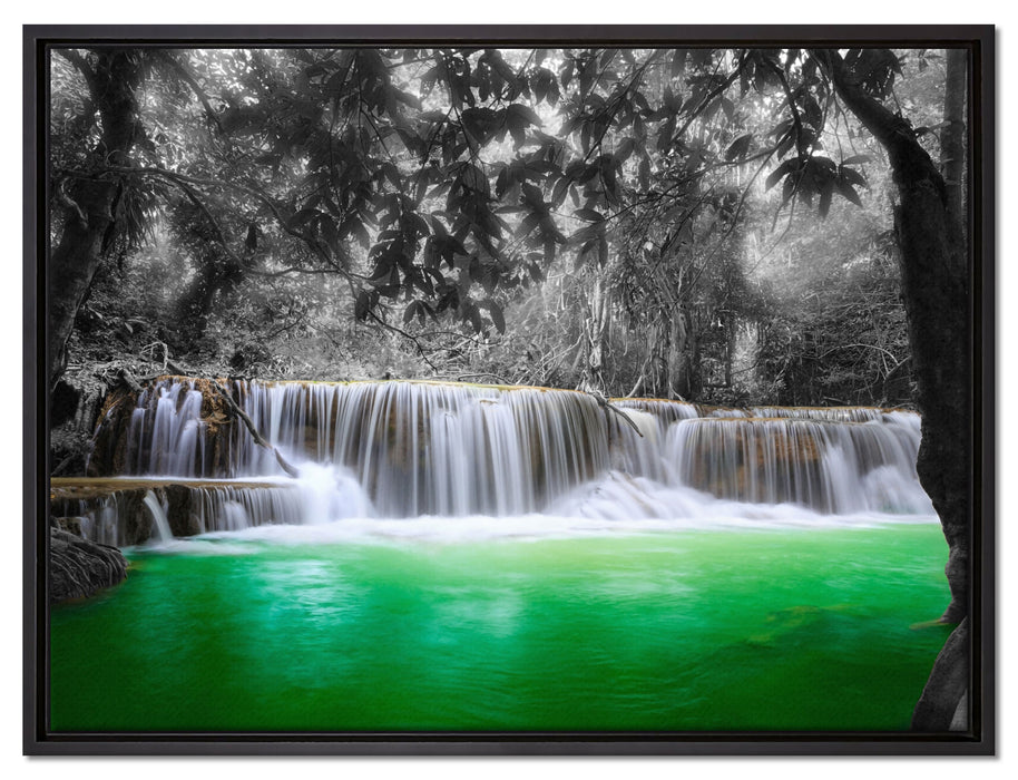 schöner Wasserfall im Dschungel auf Leinwandbild gerahmt Größe 80x60