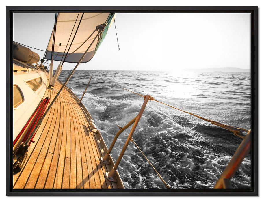 schief liegendes Segelboot auf Leinwandbild gerahmt Größe 80x60