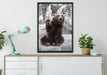 dicker Bär sagt Hallo auf Leinwandbild gerahmt verschiedene Größen im Wohnzimmer