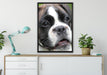 Deutscher Boxer Welpe auf Leinwandbild gerahmt verschiedene Größen im Wohnzimmer