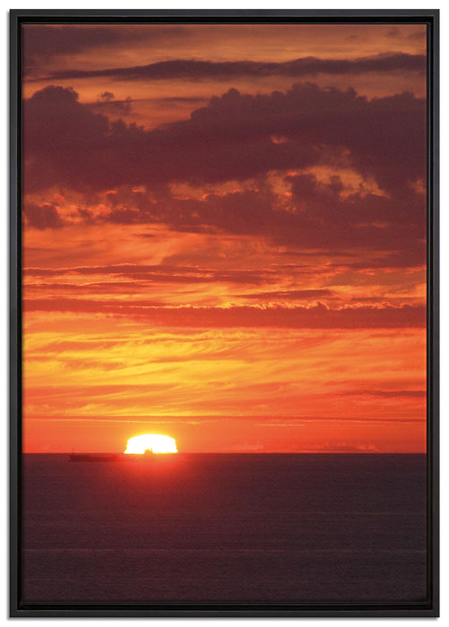 Sonnenuntergang über Meer auf Leinwandbild gerahmt Größe 100x70
